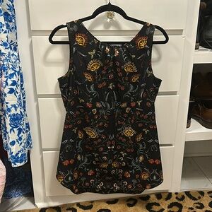 CAbi 3621 Legend Blouse Size M Black Folklore Floral Print